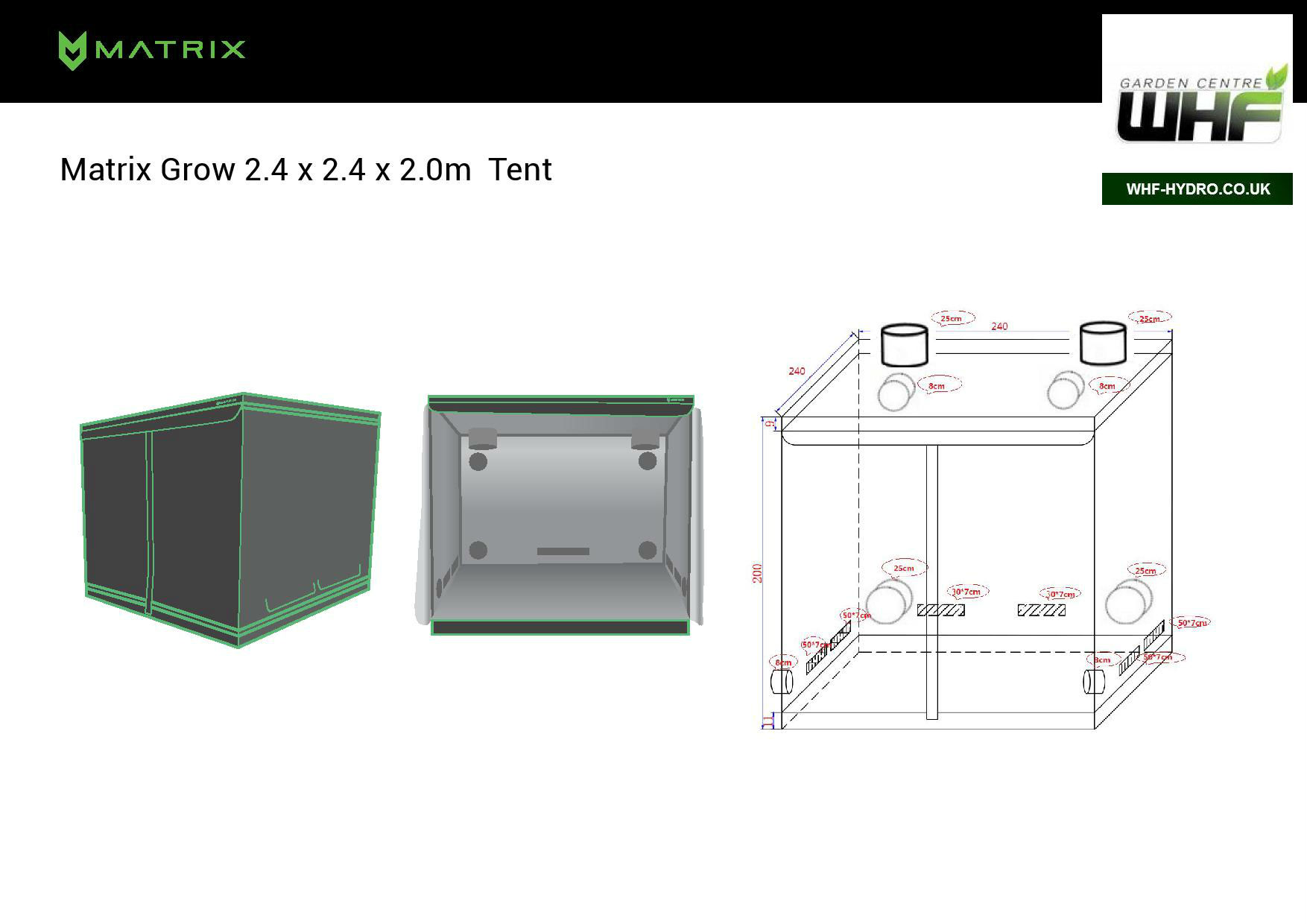 Matrix Grow Tent 240cm x 240cm x 200cm (Collection Only)
